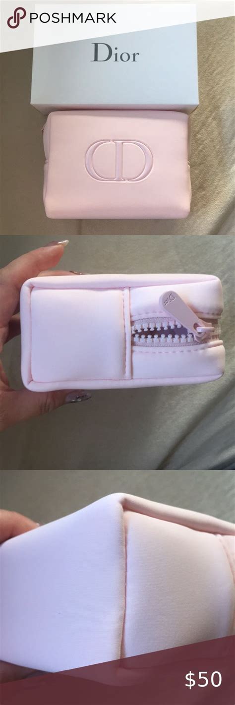 dior pink makeup pouch|Dior denim pouch.